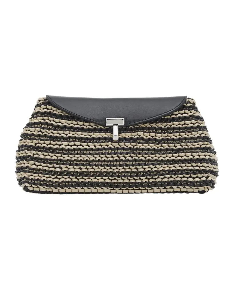 Toteme Mini T-Lock Woven Leather Clutch Bag