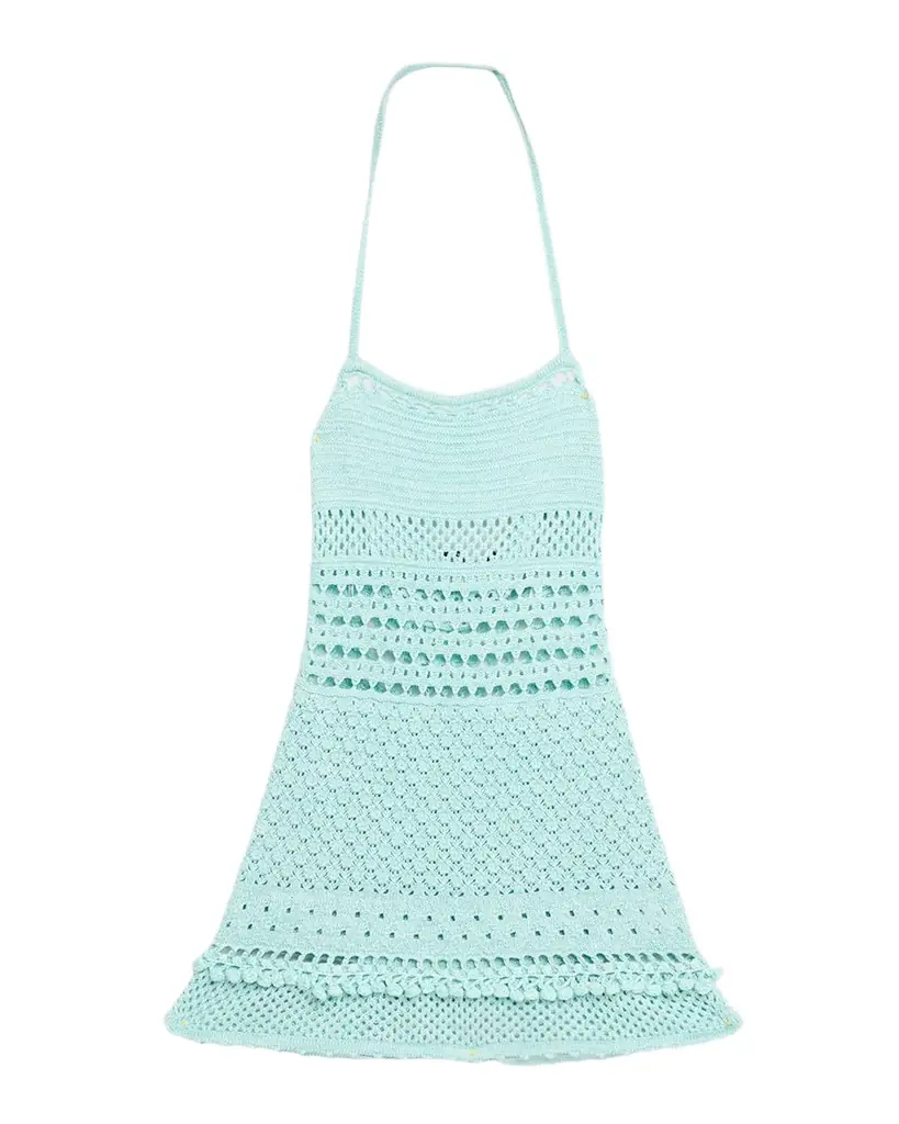Retrofete Saffy Crochet Halter Mini Dress