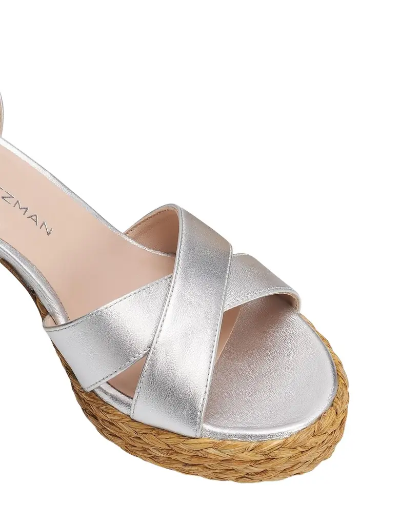 Stuart Weitzman 80mm Dayna Metallic Leather Platform Sandals