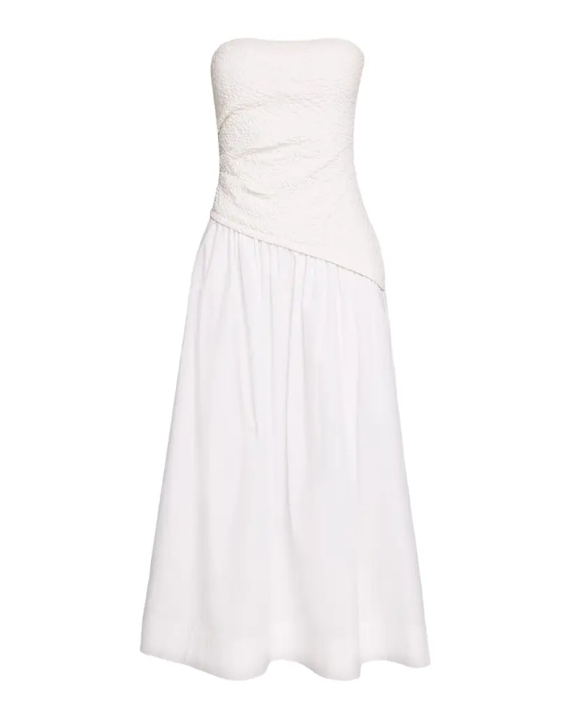 STAUD Nia Smocked Midi Dress