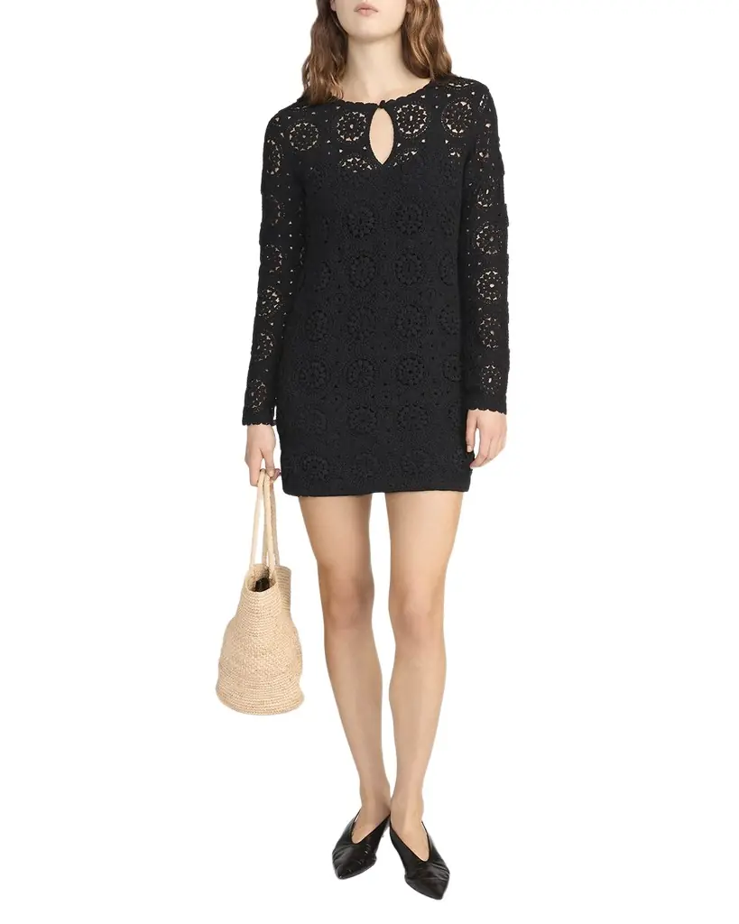 FRAME The Crochet Keyhole Mini Dress