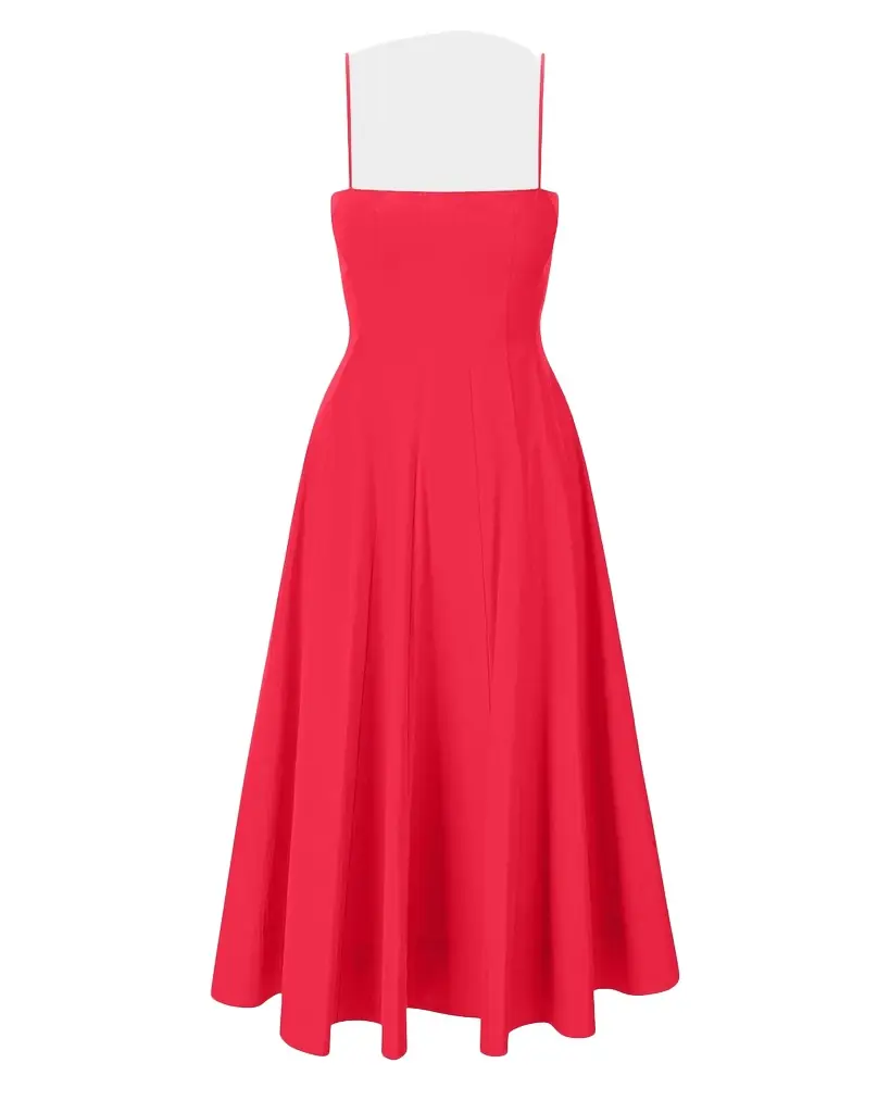STAUD Wylie Paneled Poplin Midi Dress