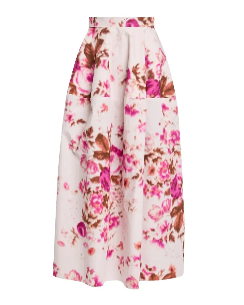 Erdem Floral-Print Cotton Midi Skirt