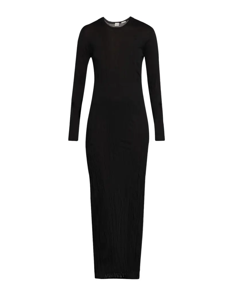 Toteme Long-Sleeve Crinkle Knit Maxi Column Dress