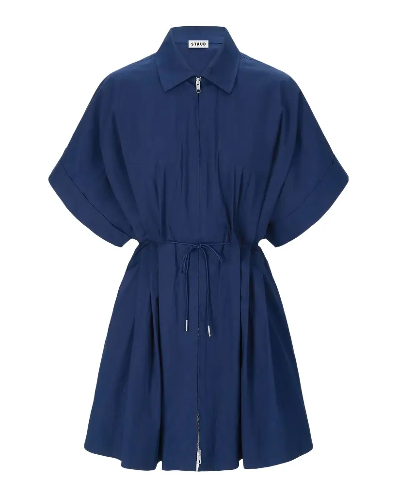 STAUD Cori Zip-Front Mini Dress