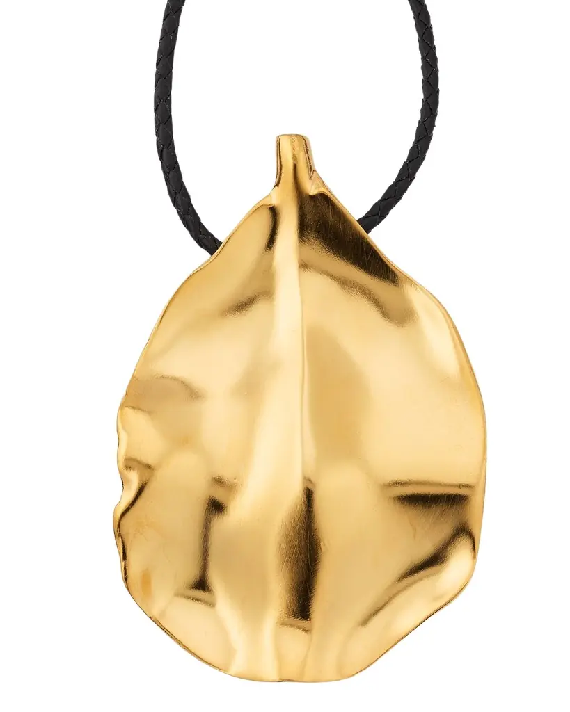 Golconda by Kenneth Jay Lane Black Braided Cord Necklace with Petal Pendant