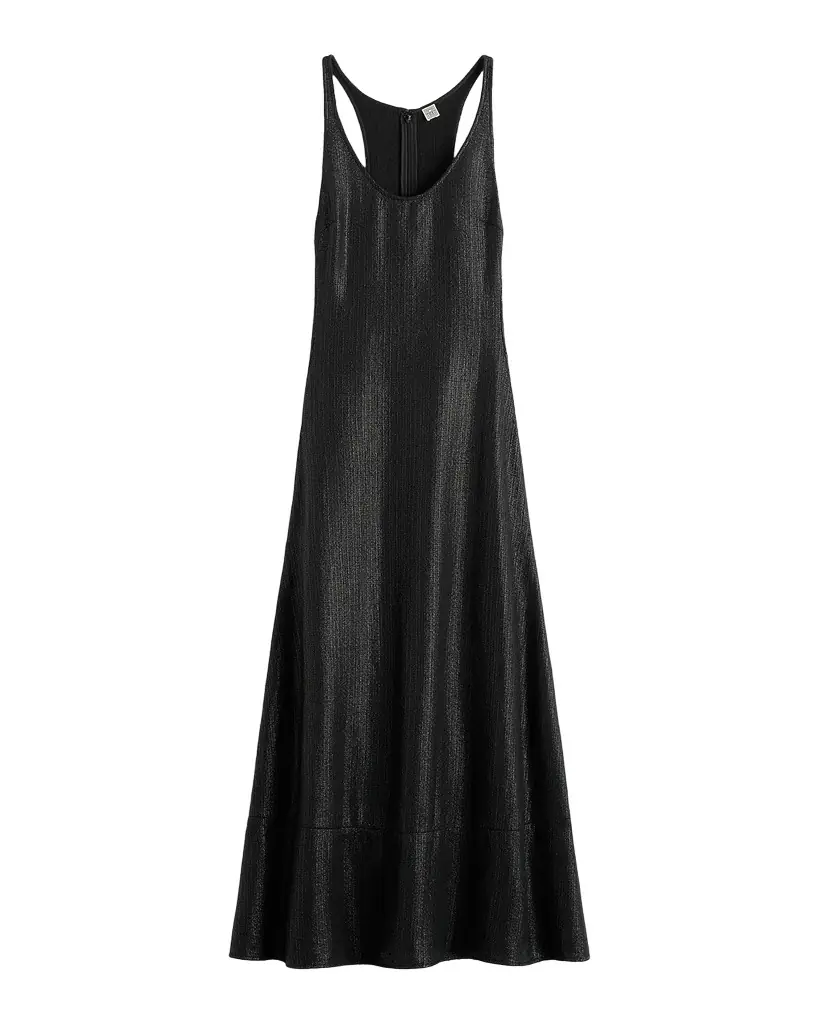 Toteme Sculpted Shimmering Cotton Midi Tank Dress