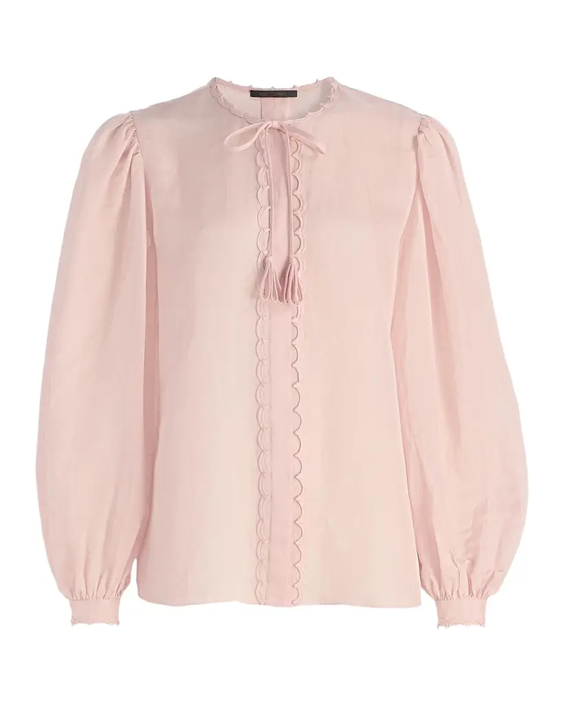 Kobi Halperin Harlow Scalloped Balloon-Sleeve Blouse
