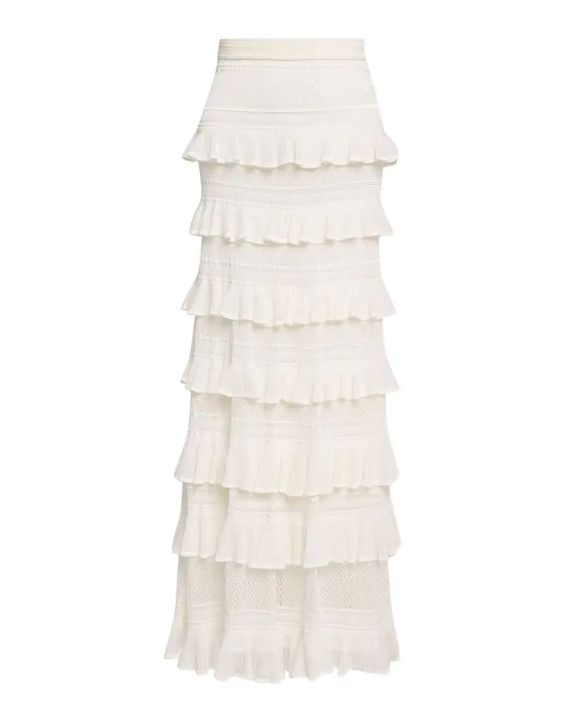 Zimmermann Luna Lace Ruffled Maxi Skirt