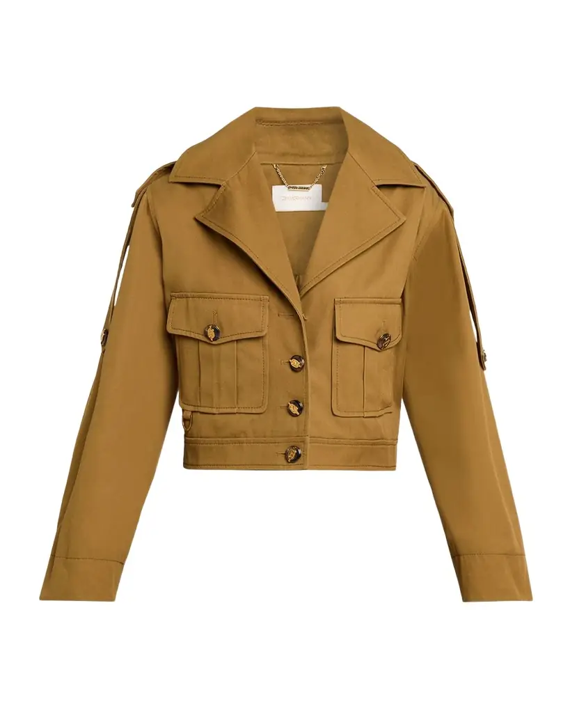 Zimmermann Luna Drill Cropped Cargo Jacket
