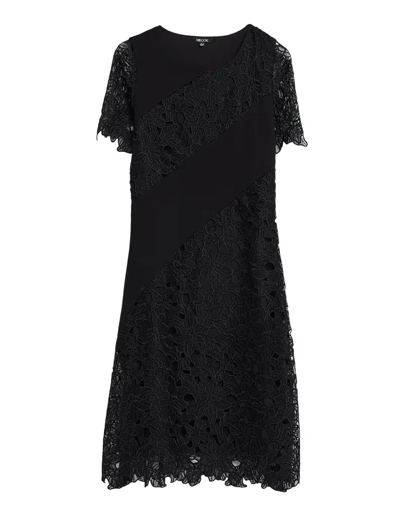 Misook A-Line Floral Lace Midi Dress