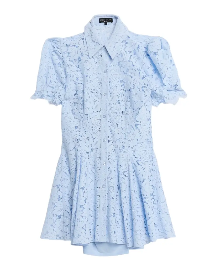 celena mini dress light blue Generation Love Lace Minidress - White A-Line Mini Dresses | Size:S (1-3 yrs.) Wedding Dress Sash A bandeau neckline creates