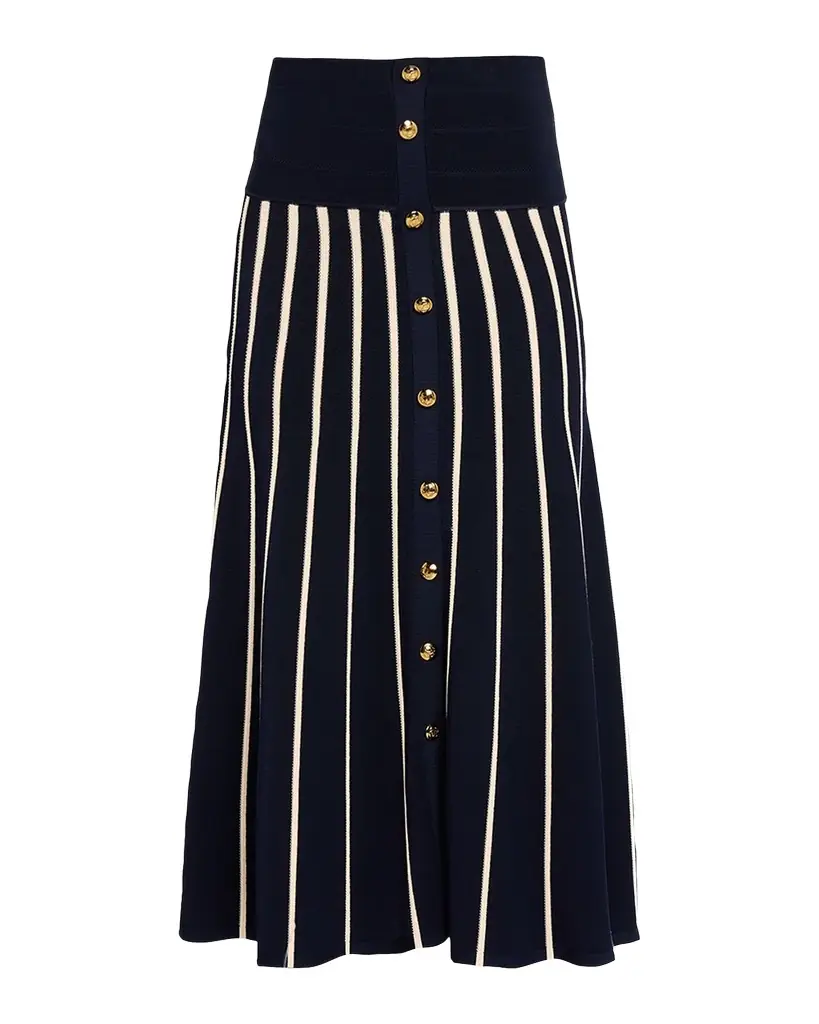 Zimmermann Luna Striped Knit Midi-Skirt