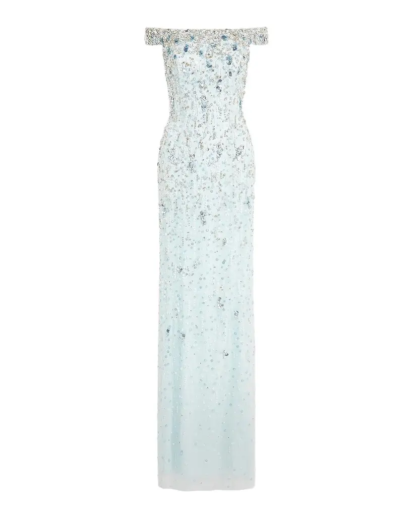 Jenny Packham Jessie Embellished Off-The-Shoulder Gown