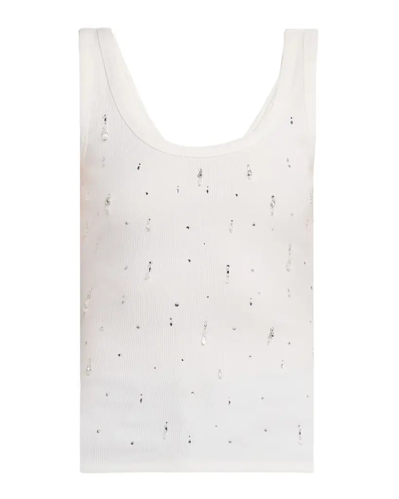 Generation Love Evita Embellished Rib-Knit Jersey Tank Top