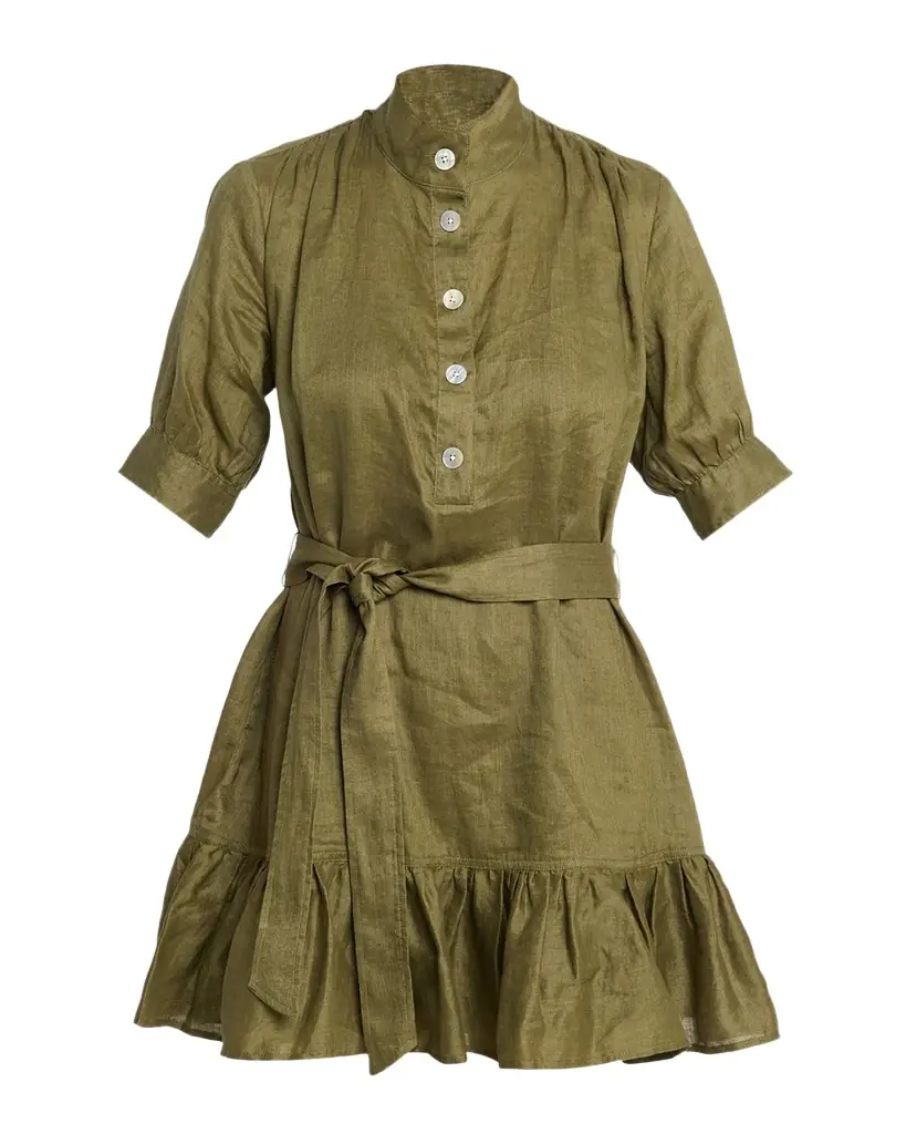 Veronica Beard Kaidin Belted Linen Mini Dress