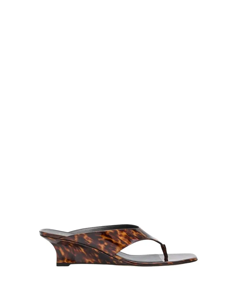Stuart Weitzman 0mm Vinnie Printed Patent Leather Thong Sandals