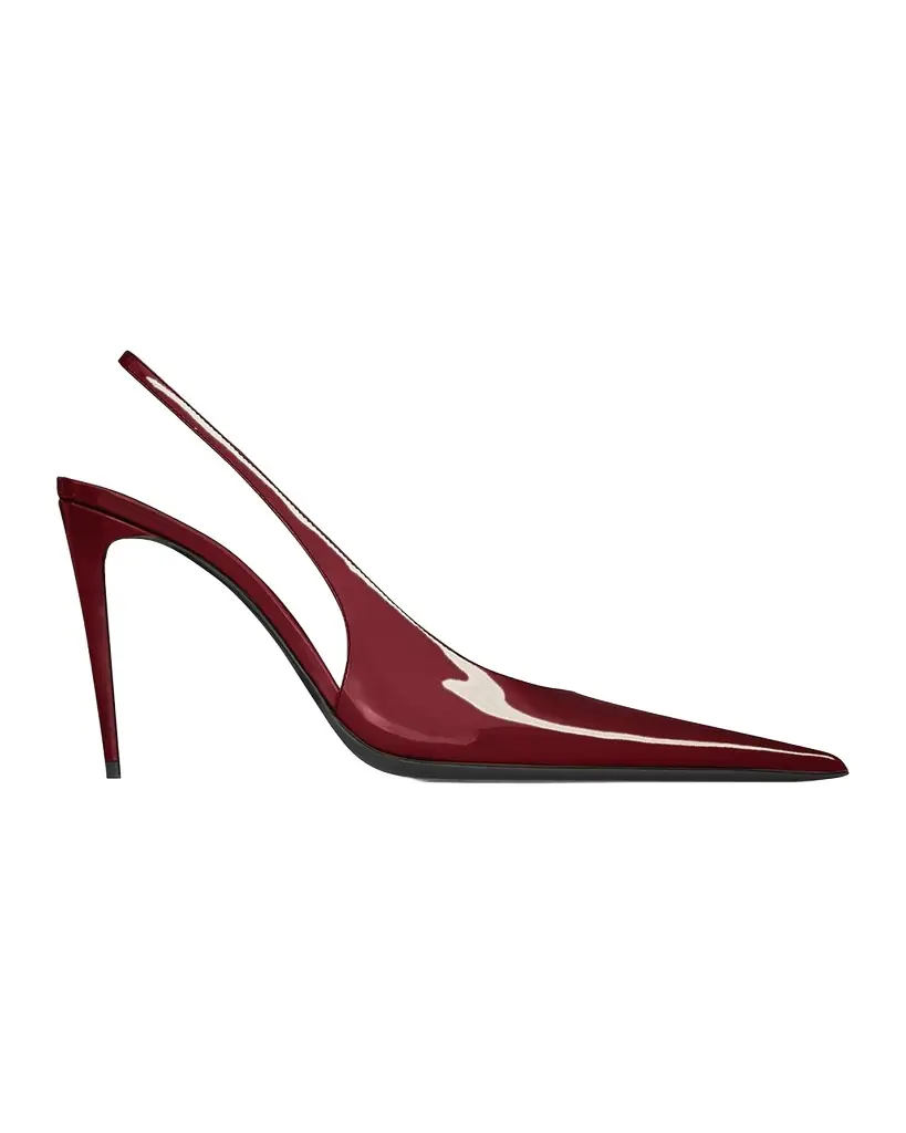 Saint Laurent 95mm Vernice Patent Leather Slingback Pumps