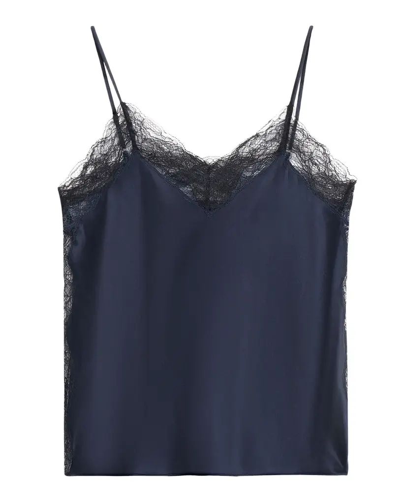 Veronica Beard Johana Silk Lace-Trim Cami