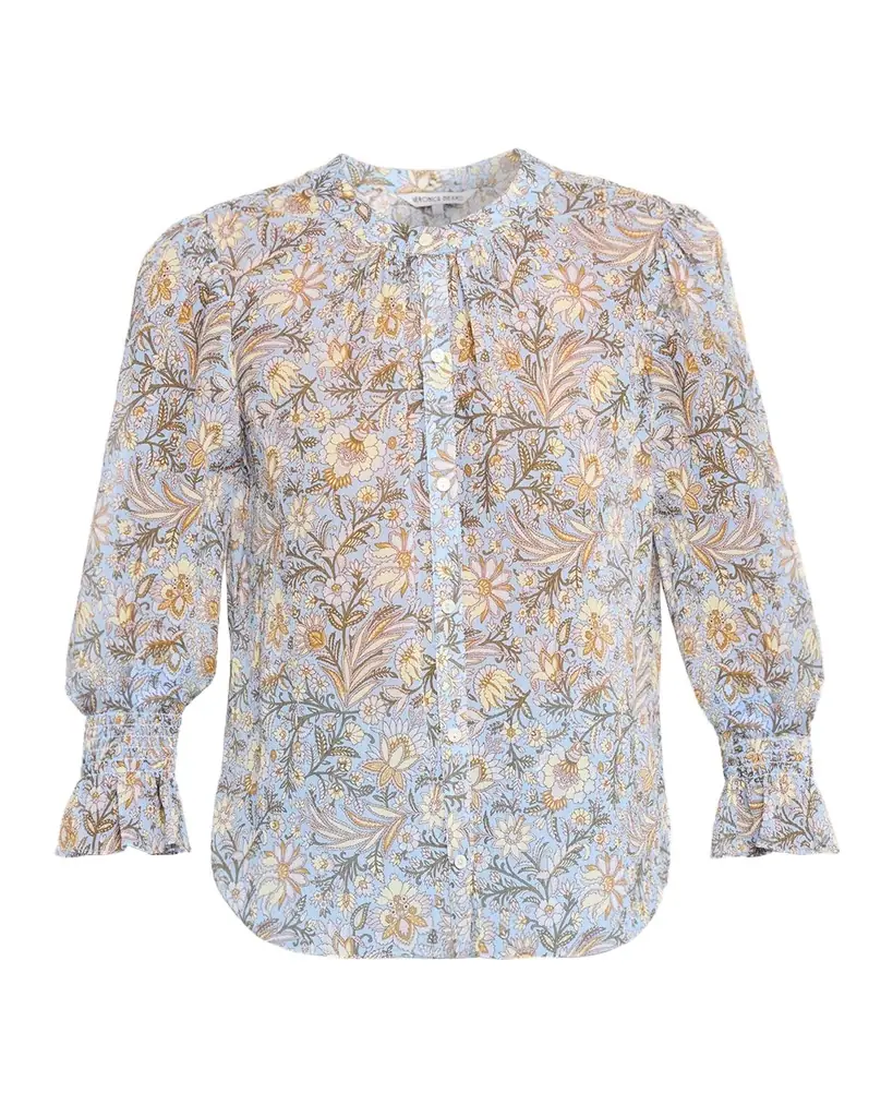 Veronica Beard Ashlynn Floral Chiffon Button-Front Blouse