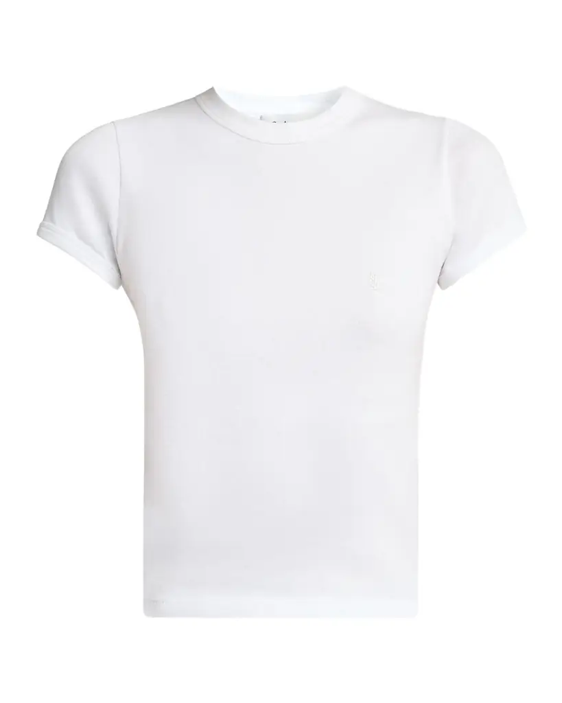 Saint Laurent Cassandre Short-Sleeve Rib-Knit T-Shirt