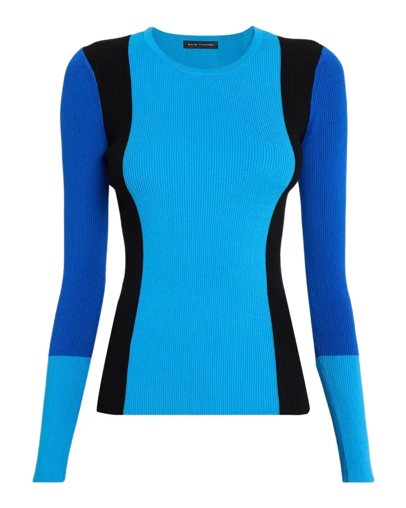 Elie Tahari Delia Colorblocked Crewneck Sweater