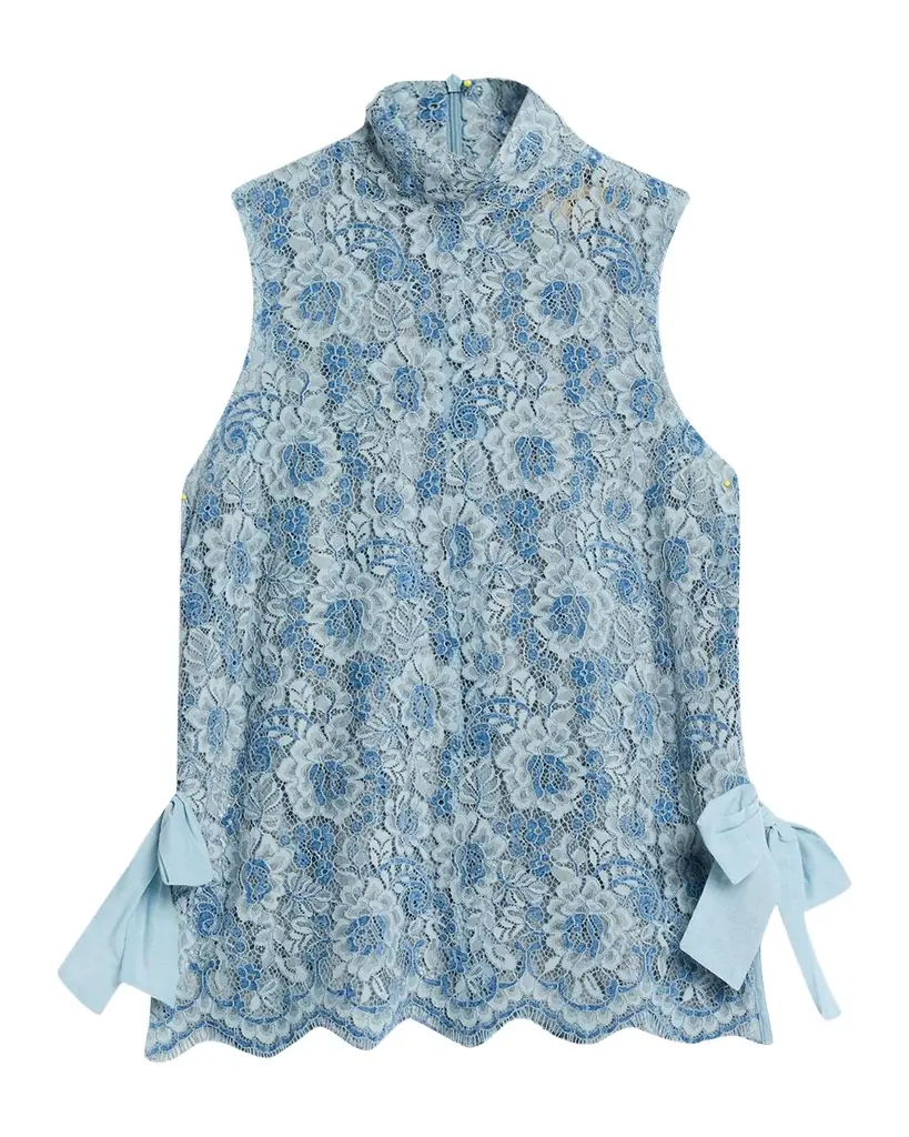JBQ Sylvee Floral Lace Mock-Neck Top