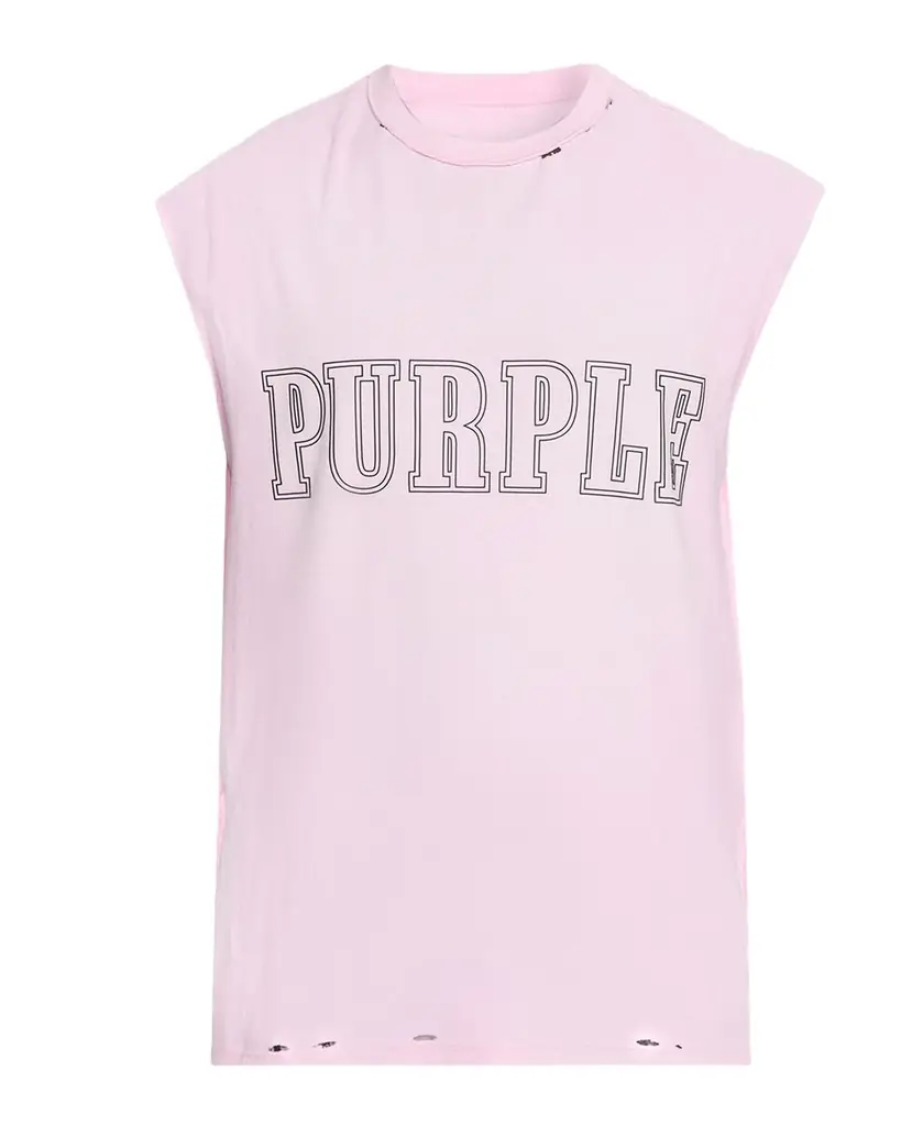 PURPLE Men 's Slab Wordmark Distressed Tank Top