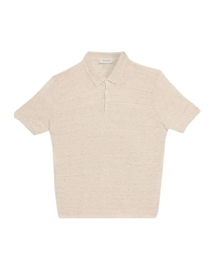Bugatchi Men 's Linen 3-Button Knit Polo Shirt