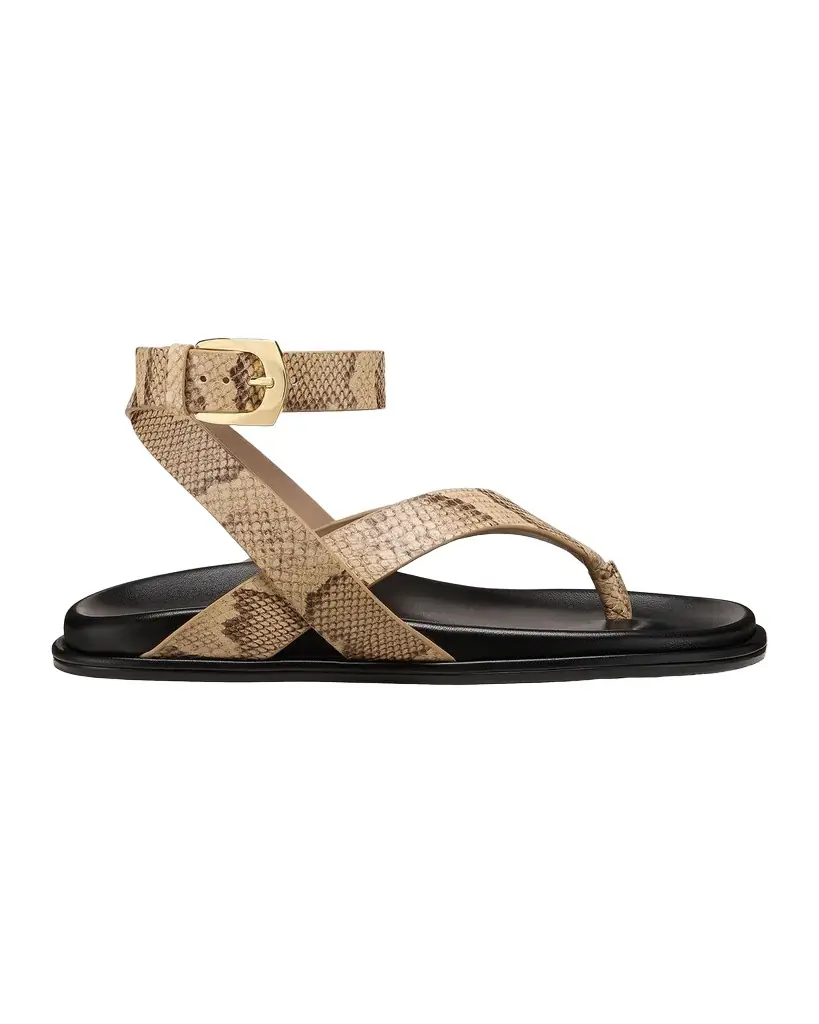 Stuart Weitzman MaryKate Snake-Printed Leather Sandals