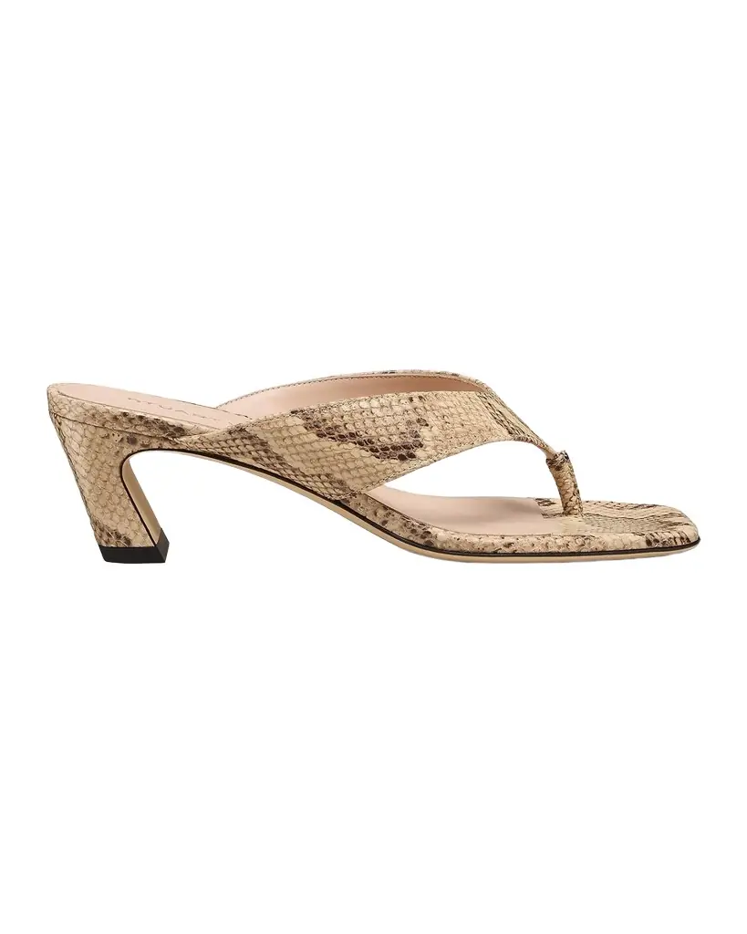Stuart Weitzman 50mm Stassi Snake-Embossed Leather Thong Sandals