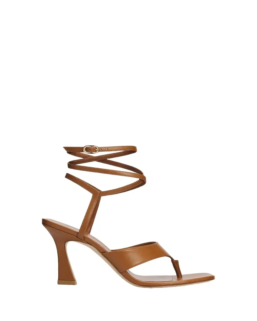 Stuart Weitzman 85mm Vinnie Leather Wrap Thong Sandals