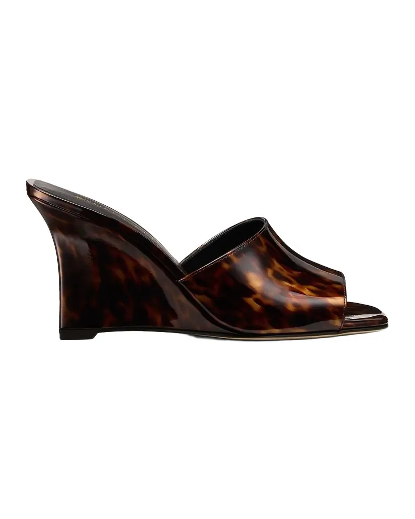 Stuart Weitzman 85mm Vinnie Patent Leather Wedge Mules