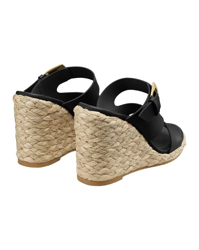 Stuart Weitzman 105mm Sai Leather Espadrille Wedge Sandals