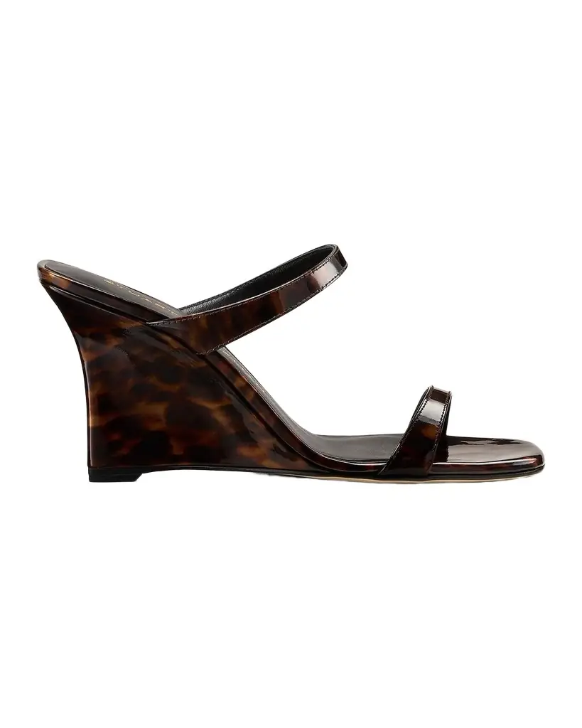 Stuart Weitzman 85mm Vinnie Patent Leather Wedge Mules