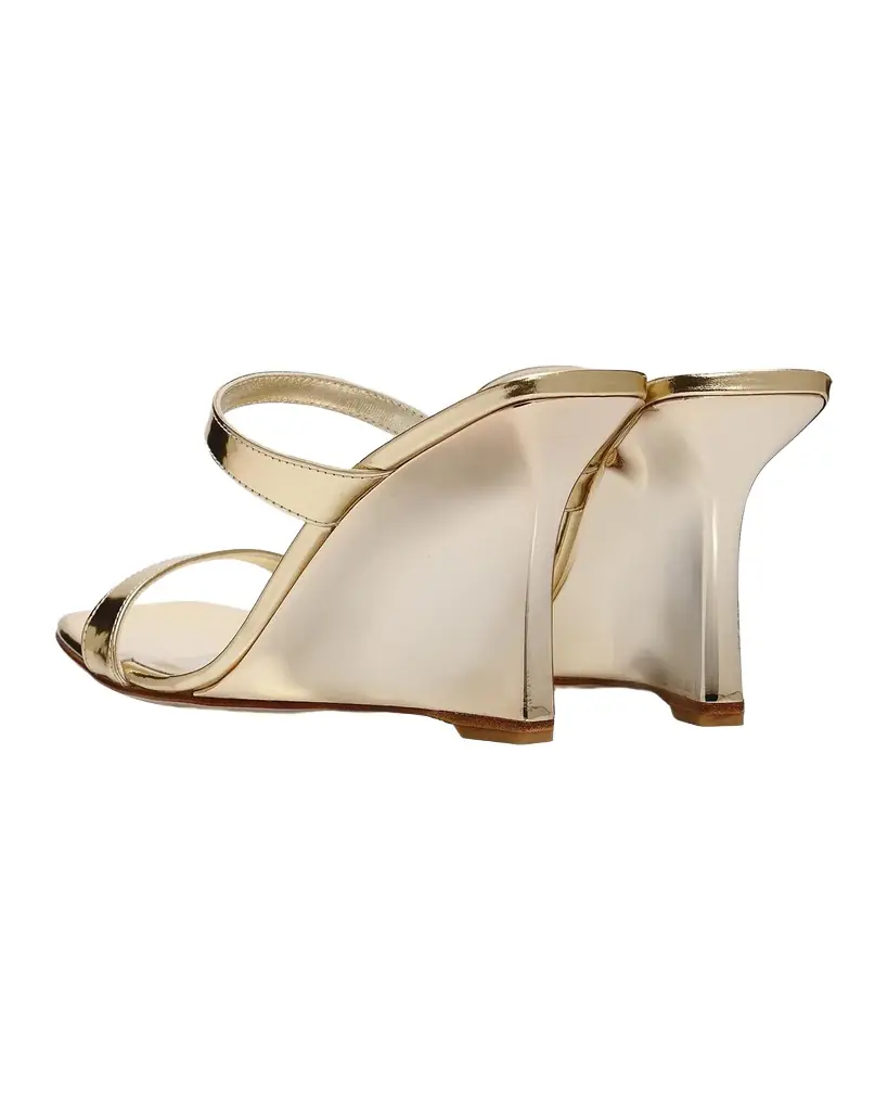 Stuart Weitzman 85mm Vinnie Metallic Leather Wedges
