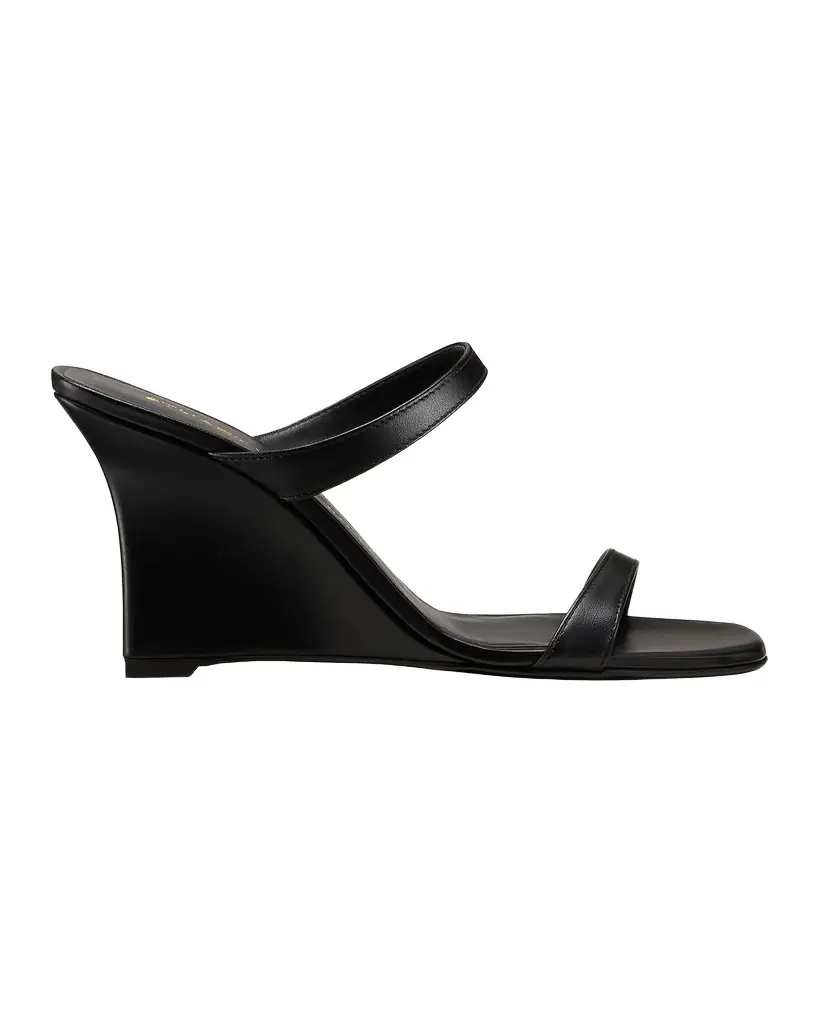 Stuart Weitzman 85mm Vinnie Leather Wedge Sandals