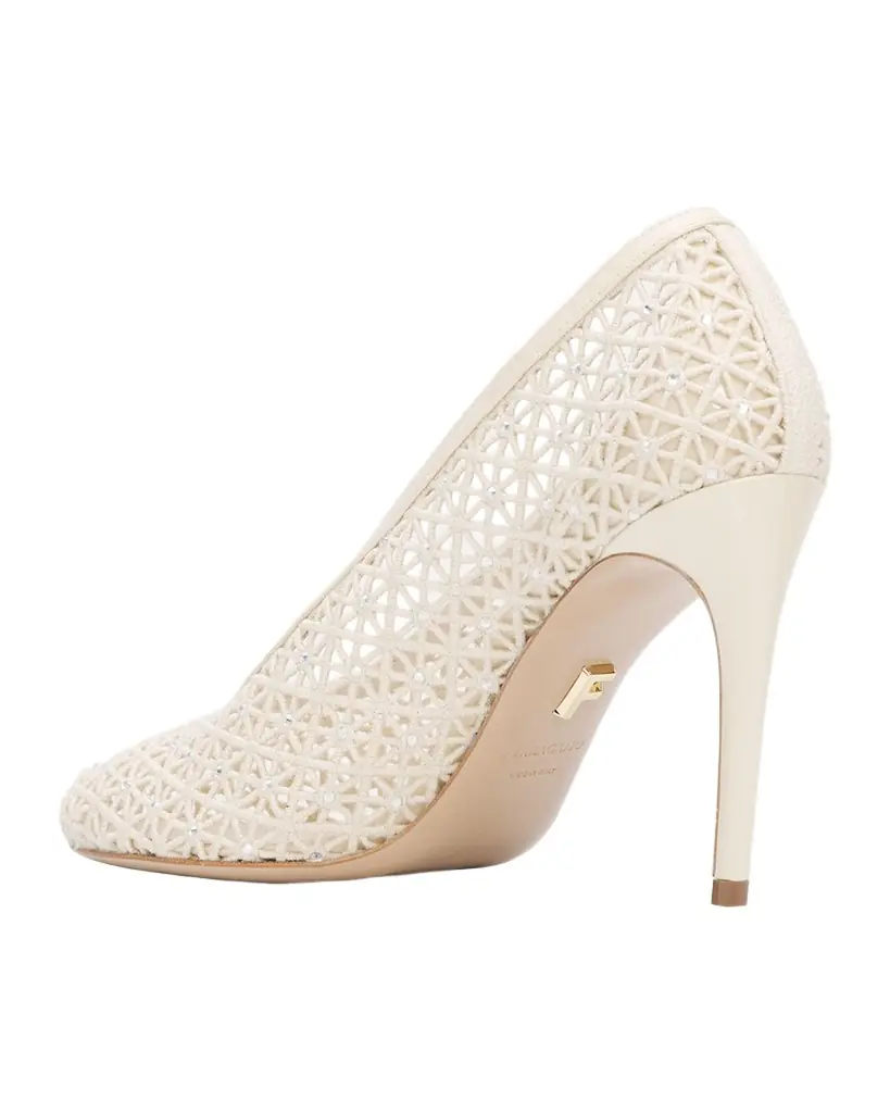 Ferragamo 95mm Sol Embellished Macrame Pumps