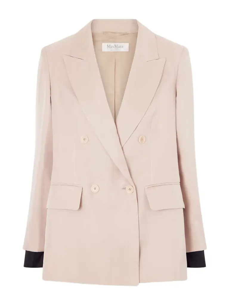 Max Mara Double-breasted Silk-satin Blazer