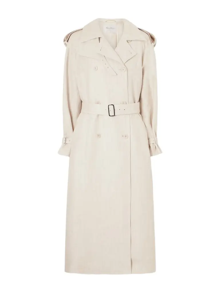 Max Mara Belted Linen-drill Trench Coat