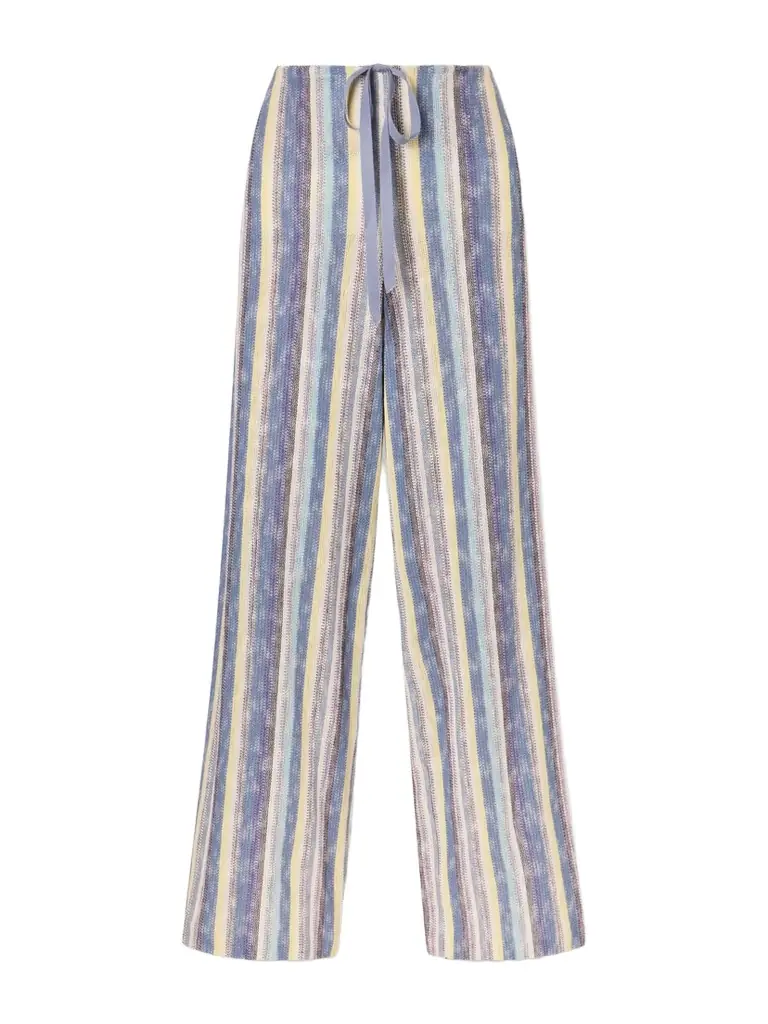 ANNA SUI Serape Striped Crocheted Cotton-blend Wide-leg ants