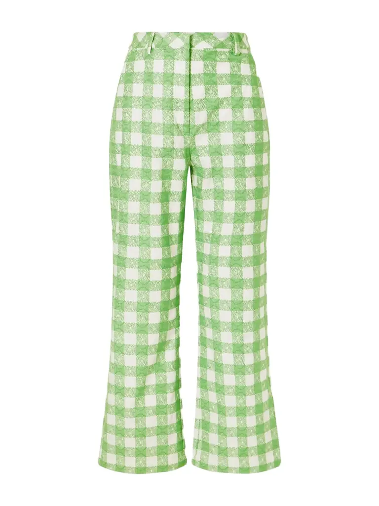 Rosie Assoulin Easy Does It Checked Cotton Straight-leg Pants