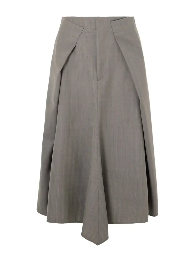 Victoria Beckham Pleated Wool Midi Skirt