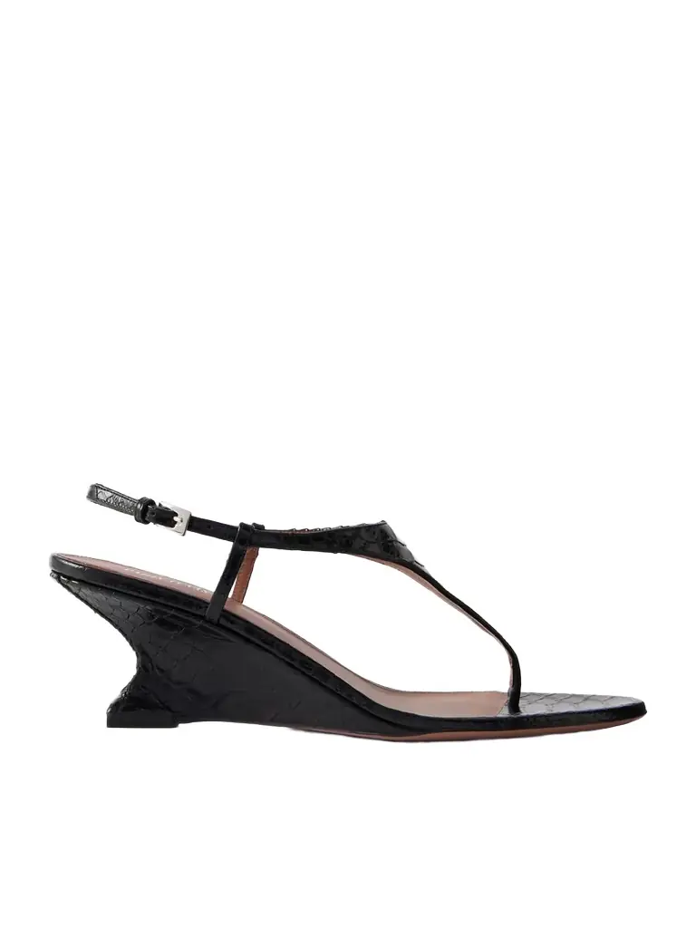 Paris Texas Nina 50 Snake-effect Leather Thong Sandals