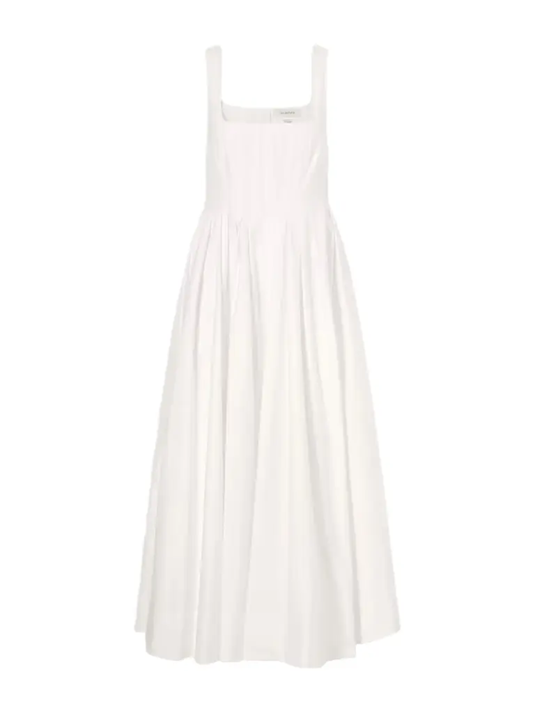 Sportmax Pleated Cotton-poplin Maxi Dress