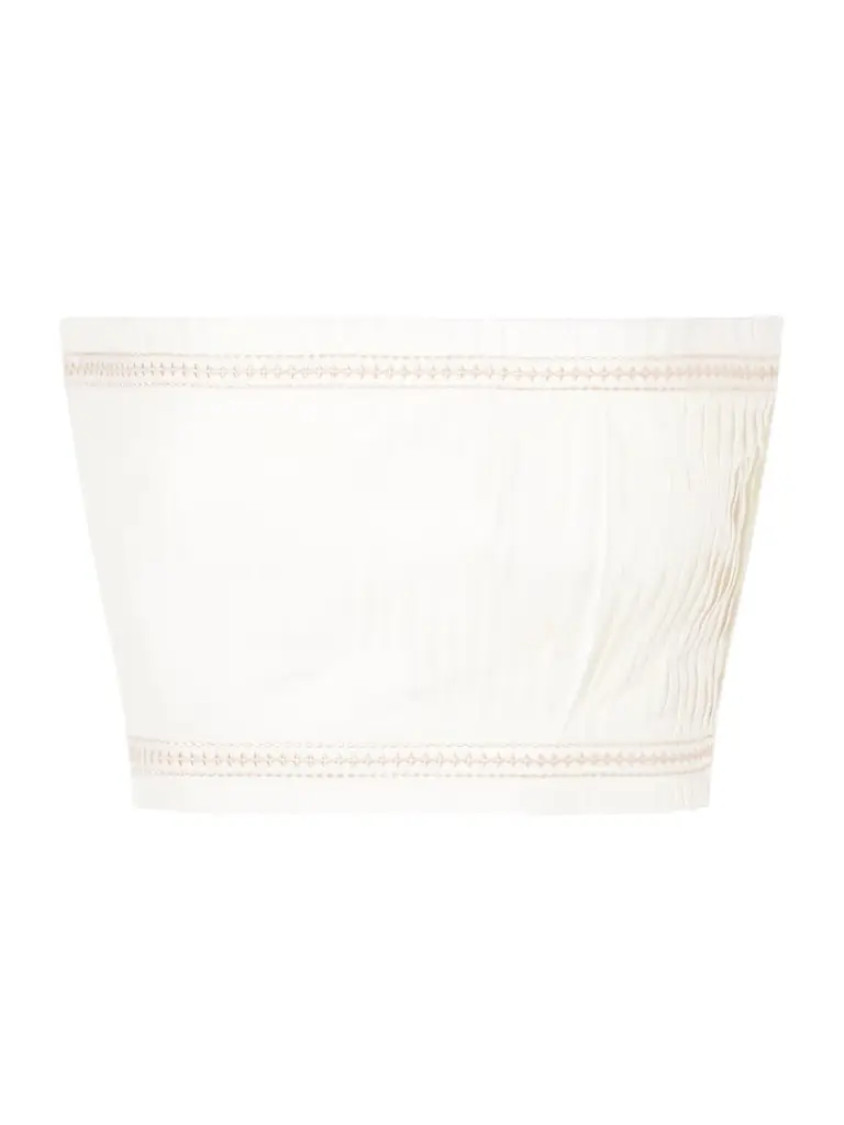 Emporio Sirenuse Flavia Strapless Cropped Embroidered Pleated Cotton-blend Top