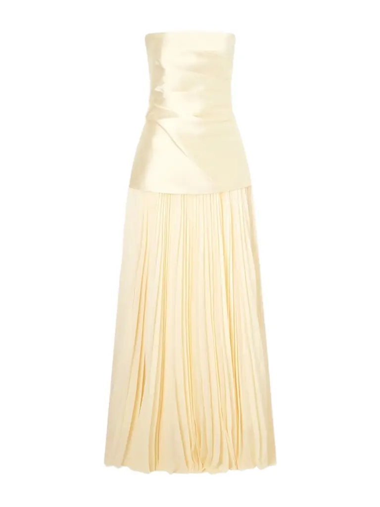 Solace London Claudette Steapless Twill And Chiffon Gown