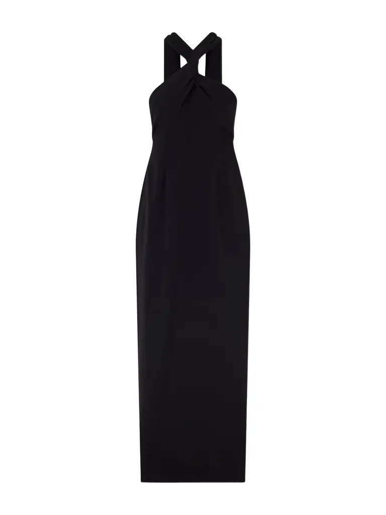 Solace London Rona Twisted Crepe Halterneck Gown