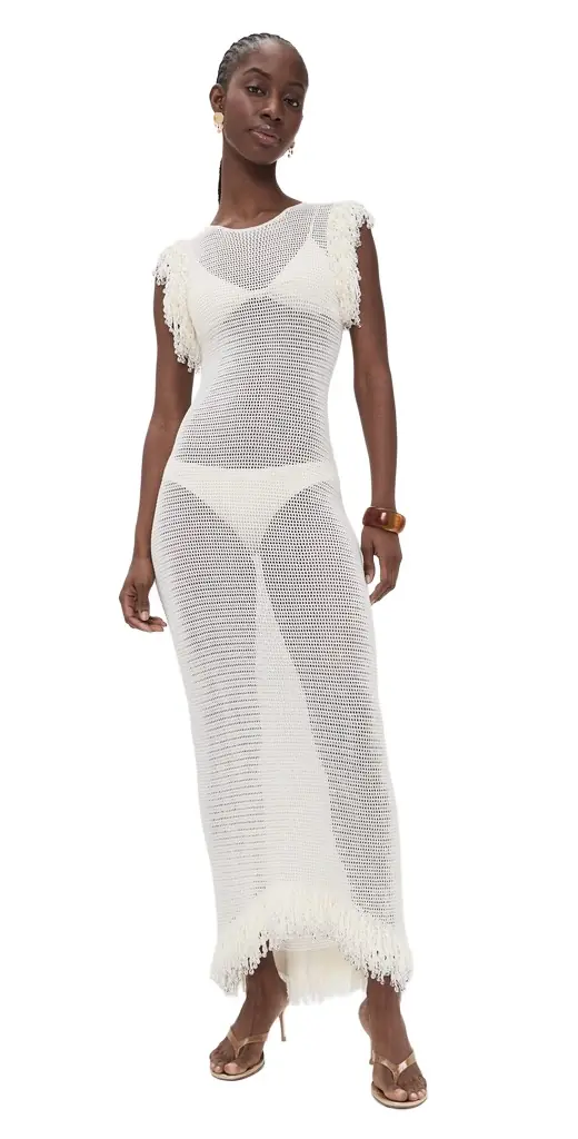 Paris Georgia Fringe Dress White