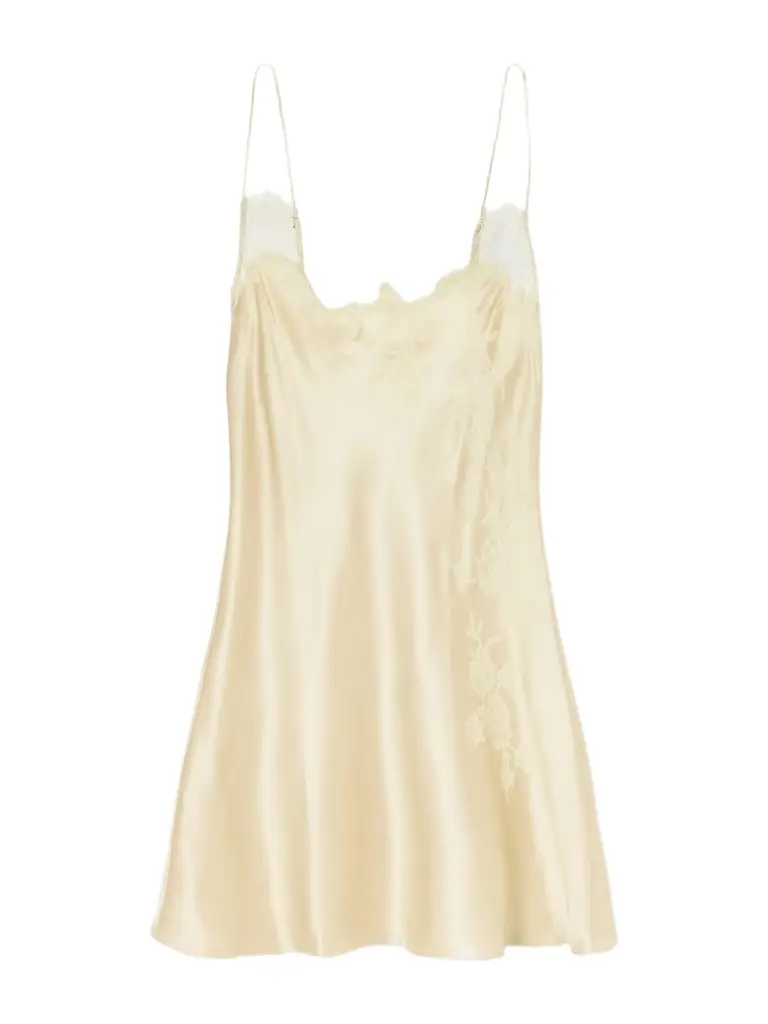 Carine Gilson Lace-trimmed Silk-satin Slip